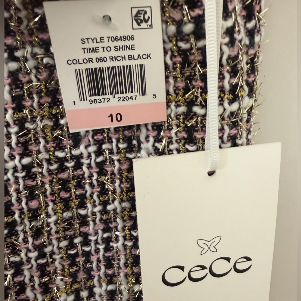 NWT CeCe Women's Contrast-Trim Tweed Short-Sleeve Dress - Sz 10 - MSRP $159 - Picture 5 of 5